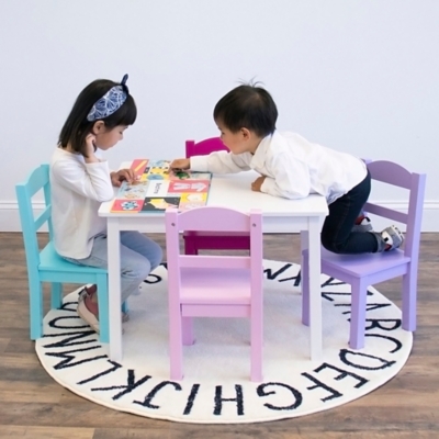 Tot tutors kids wood table and 4 chairs set hot sale