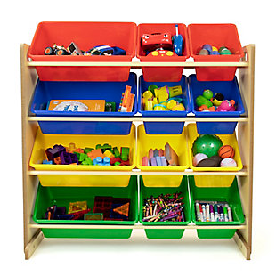 Kids Primary Toy Storage Organizer with Twelve Plastic Bins, , large