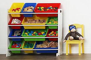 Kids Brinx Toy Storage Organizer with Twelve Plastic Bins, , rollover