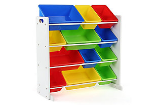 Kids Brinx Toy Storage Organizer with Twelve Plastic Bins, , large