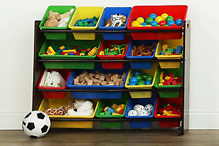 Kids Discover Super-Sized Toy Organizer with Sixteen Plastic Bins, , rollover