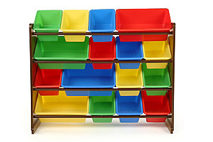 Kids Discover Super-Sized Toy Organizer with Sixteen Plastic Bins, , large
