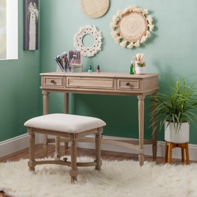 Linon Burke Gray Wash Vanity - Thumbnail 5