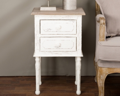 Anjou Traditional French Accent Nightstand, White/Light Brown