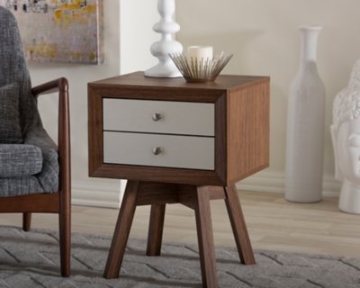 Warwick Two-tone Walnut and White Accent Table and Nightstand, Walnut/White