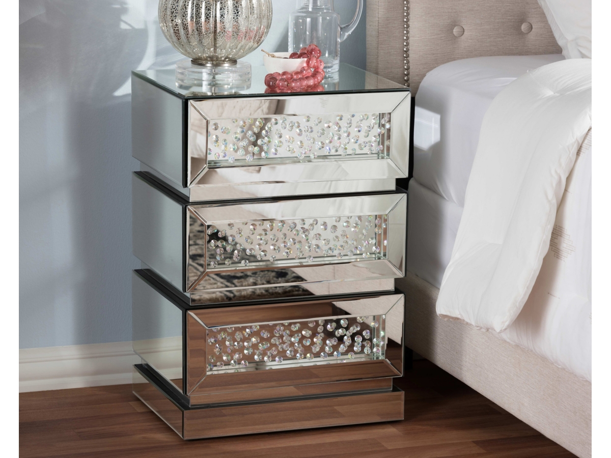 Mirrored 3 Drawer Nightstand Ashley