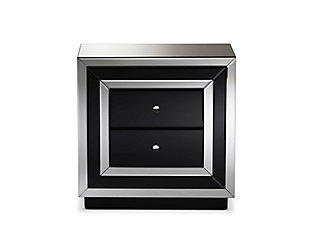 Cecilia Mirrored 2-Drawer Nightstand, , large