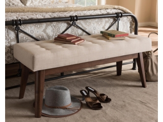 Elia Fabric Button-Tufted Bench