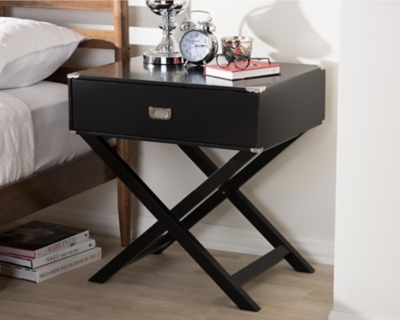 Curtice 1-Drawer Wooden Bedside Table, Black