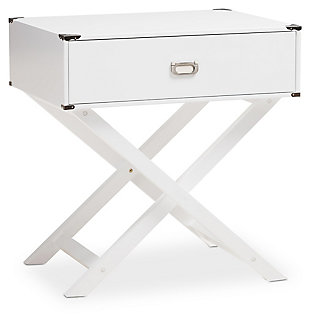 Curtice 1-Drawer Wooden Bedside Table, White, large