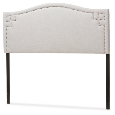 Nail Head Upholstered Headboard, Gray/Beige, grid