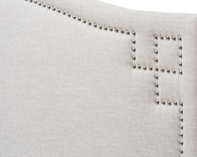 Nail Head Upholstered Headboard, Gray/Beige, large