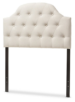 Camelback style upholstered headboard with button tufting is an inspired choice for a sumptuous aesthetic. Rest assured, both the leg height and headboard panel height are adjustable—making this upholstered headboard highly accommodating for various spaces and tastes. Raise the height for a layered bedding look loaded with toss pillows. Lower the height should you have space restrictions such as windows, fixtures or shelving.Headboard only | Frame made of wood and engineered wood | Faux leather upholstery over foam fill | Button tufting | Adjustable height (includes pre-drilled holes for leg height adjustable) | Hardware included | Assembly required | Mattress and foundation/box spring available, sold separately