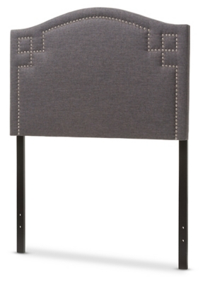 Nail Head Upholstered Twin Headboard, Dark Gray, large