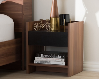 Vanda Two-Tone Wood 1-Drawer Nightstand, , rollover
