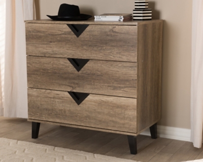 3 Drawer Wood Chest, , large