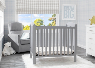 Delta Children Mini Baby Crib With Mattress, Gray, large
