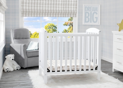 Delta Children Mini Baby Crib With Mattress, White, large