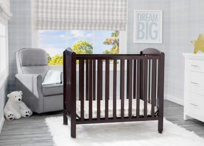 Delta Children Mini Baby Crib With Mattress, Dark Chocolate, large