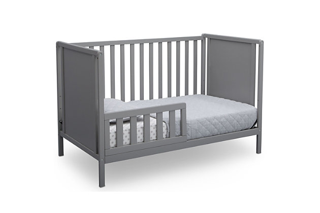 The Heartland Classic 4-in-1 Convertible Crib from Delta Children ensures you won’t have to sacrifice style to create a functional, kid-friendly space. With two panels on either end, this minimalistic baby crib goes from simply streamlined to richly inviting. A great value, the Heartland Classic 4-in-1 Crib features three mattress height positions, so you can lower the mattress as your baby grows, plus it converts from a crib to a toddler bed, daybed and -size bed (Daybed/Toddler Guardrail Kit and Size Metal Bed Frame sold separately). Available in multiple finishes that add a new twist on the timeless silhouette, the Heartland 4-in-1 Convertible Crib from Delta Children makes it easy to create the nursery of your dreams.For any questions regarding delta children products, please contact consumersupport@deltachildren.com monday to friday, 8:30 a.m. To 6 p.m. (est) | Made of wood, engineered wood and metal | Converts to a toddler bed (guardrail not included, sold separately), daybed and a -size headboard (bed frame not included, sold separately) | Adjustable height mattress support with 3 convenient positions to grow with your baby | Uses a standard size crib mattress (sold separately) | Assembly required