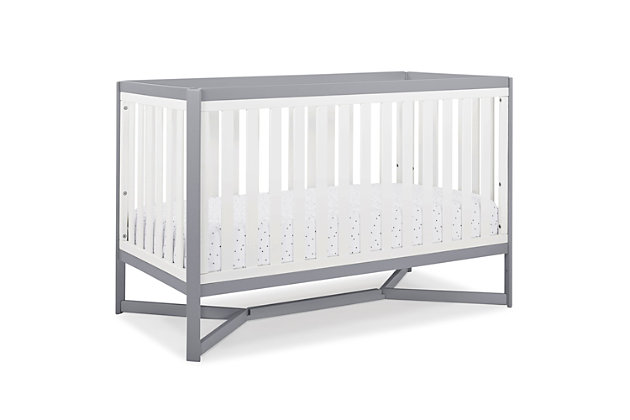 Designed to be the centerpiece of your nursery, the Tribeca 4-in-1 Convertible Baby Crib from Delta Children exudes contemporary cool. Featuring plenty of modern touches it boasts a sleek X-shape base and bold two-tone finish. Crafted from strong and sturdy wood, this multi-positional crib converts to a toddler bed, daybed and full-size bed (Daybed/Toddler Guardrail Kit and Full Size Metal Bed Frame sold separately). An exceptional value, the Tribeca 4-in-1 Convertible Crib from Delta Children provides your little one the right bed for every age and stage.For any questions regarding delta children products, please contact consumersupport@deltachildren.com monday to friday, 8:30 a.m. To 6 p.m. (est) | Made of wood, engineered wood and metal | Converts to a toddler bed (guardrail not included, sold separately), daybed and a full-size headboard (bed frame not included, sold separately) | Adjustable height mattress support with 3 convenient positions to grow with your baby | Uses a standard size crib mattress (sold separately) | Assembly required