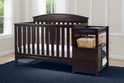 Delta Children Abby Convertible Baby Crib And Changer, Dark Chocolate, large