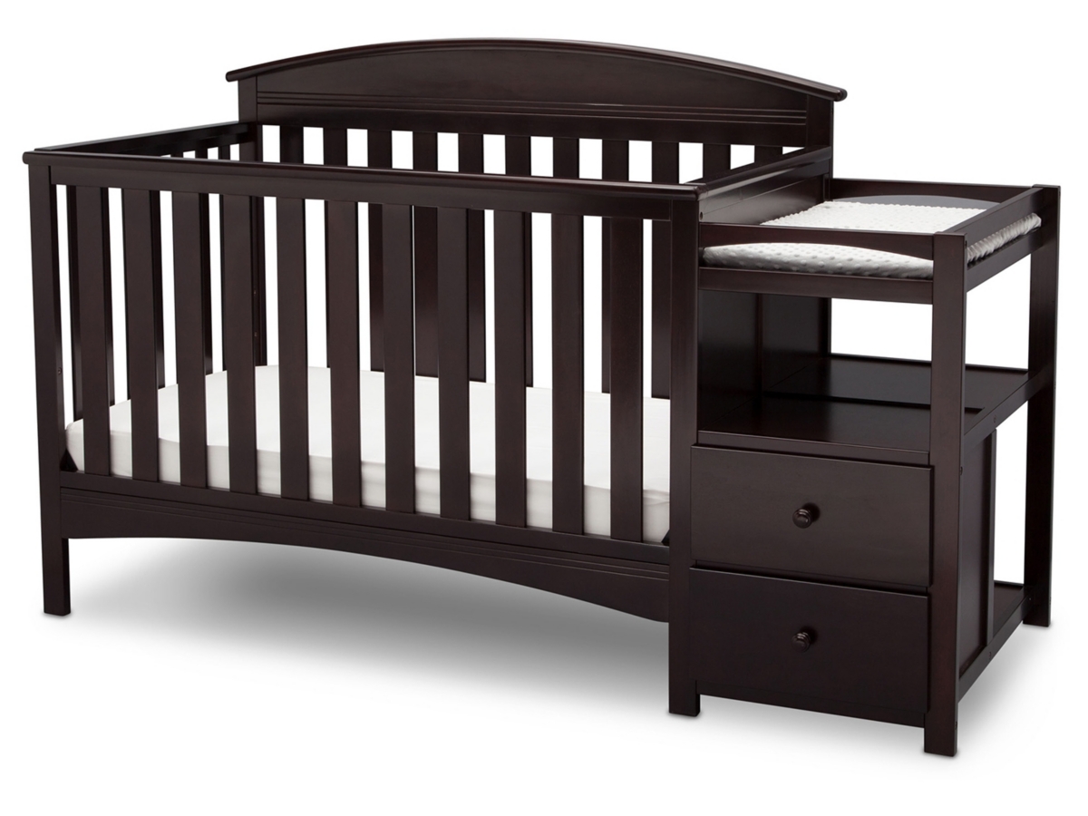 Black baby crib with changing table on sale