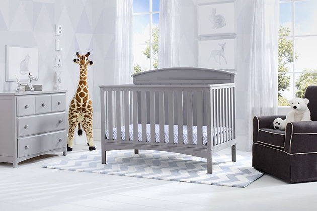 Perfect for traditional and modern nurseries alike, the Archer 4-in-1 Convertible Crib from Delta Children is remarkably versatile. You’ll love the character it adds to your baby’s space with its solid, gently arched headboard and airy slats. Designed to Delta Children’s standards of quality, design and longevity, the Archer 4-in-1 Convertible Crib adapts from a crib to a toddler bed, daybed and -size bed to provide a secure sleep environment for years to come (Toddler Guardrail and Size Bed Rails sold separately).For any questions regarding delta children products, please contact consumersupport@deltachildren.com monday to friday, 8:30 a.m. To 6 p.m. (est) | Made of wood, engineered wood and metal | Converts from crib to: toddler bed, daybed and -size bed (daybed rail included; toddler guardrail &amp; -size bed rails sold separately) | Adjustable height mattress support with 3 convenient positions to grow with your baby | Fits standard size crib mattress (sold separately) | Assembly required