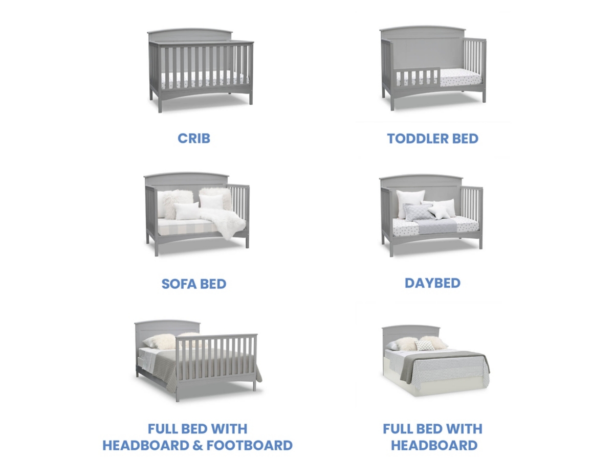 Delta Children Archer 4-in-1 Convertible Crib, Gray, large
