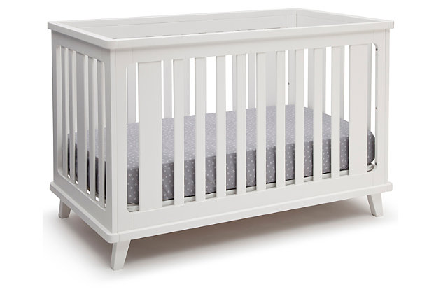 You don't have to be a minimalist to love the cool, contemporary vibe of the Ava 3-in-1 Crib from Delta Children. Designed to grow with your baby, it converts from a multi-positional crib into a daybed and toddler bed, and complements any nursery with its modern aesthetic, crisp finish and long-lasting style.For any questions regarding delta children products, please contact consumersupport@deltachildren.com monday to friday, 8:30 a.m. To 6 p.m. (est) | Made of wood, engineered wood and metal | Converts from crib to: toddler bed and daybed (daybed rail included; toddler guardrail sold separately) | Adjustable height mattress support with 3 convenient positions to grow with your baby | Fits standard size crib mattress (sold separately) | Assembly required