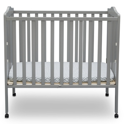 Delta Children Folding Portable Mini Crib With Mattress, Gray, large