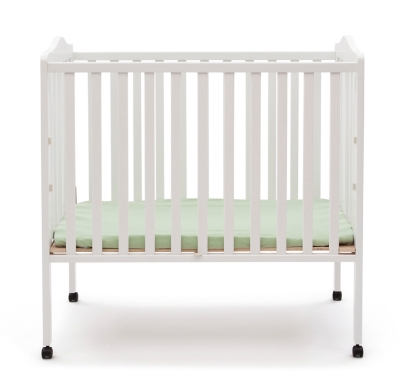Delta Children Folding Portable Mini Crib With Mattress, White, large