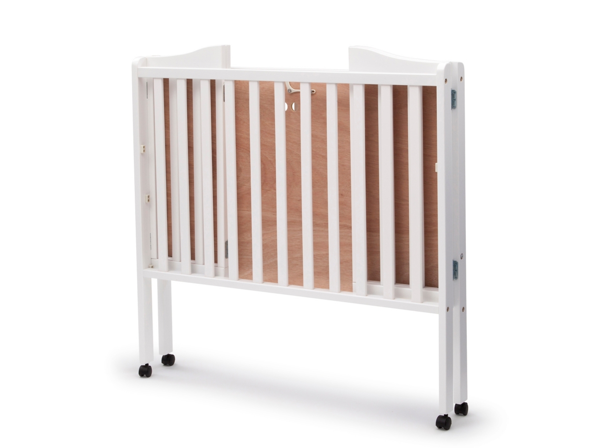 Delta Children Folding Portable Mini Crib With Mattress, White, large