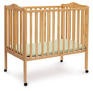 Great for spaces or as a travel crib, the Portable Folding Crib with Mattress from Delta Children delivers the same versatility and style as a -size crib, just in a scaled-down size. Its rolling casters allow for easy movement throughout the home, so you can keep your baby nearby at all times. When you’re on the go, it’s easier than ever to provide a safe and comfy sleep space for your little one. Made from durable wood, it folds easily ma it perfect for transport. Designed for convenience, the Portable Folding Crib with Mattress from Delta Children includes everything needed for a good night's sleep. Includes mini-crib mattress.For any questions regarding delta children products, please contact consumersupport@deltachildren.com monday to friday, 8:30 a.m. To 6 p.m. (est) | Made of wood, engineered wood and metal | Includes a 2.75" thick mini-crib mattress, uses 24"x 38" crib sheets (sold separately) | Assembly required