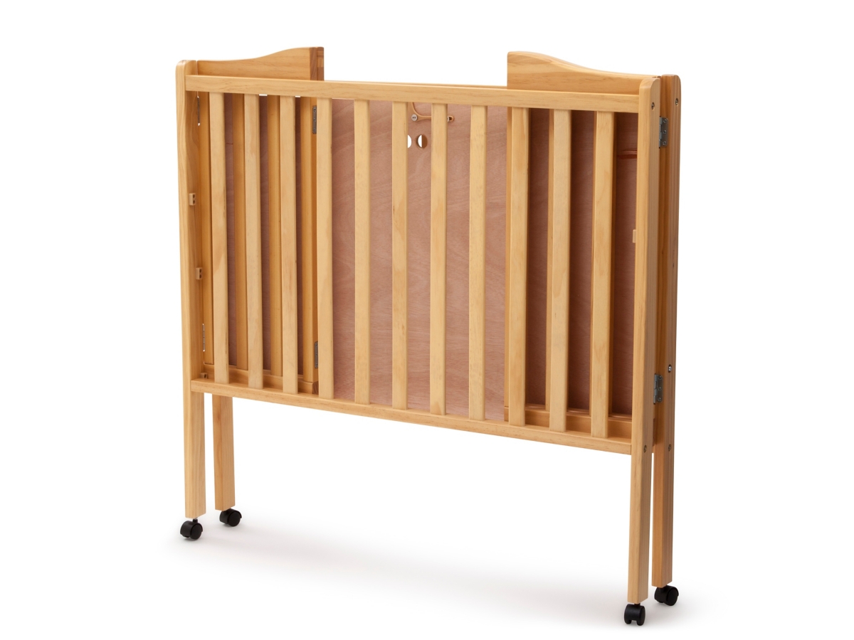 Delta Children Folding Portable Mini Crib With Mattress, Natural, large