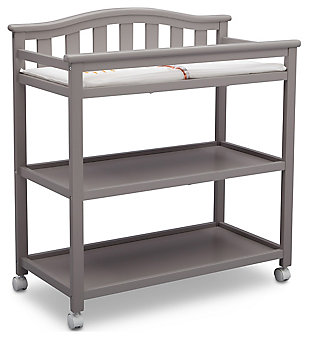 Delta Children Bell Top Changing Table With Wheels, Gray, large