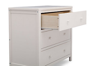 This 3 Drawer Dresser from Delta Children features classic and timeless style that can go with a variety of decor styles. Constructed with quality pine wood and engineered wood, this sturdy dresser is built to last your child from birth until their teen years. The dresser also has a smooth metal glide system with safety stops that prevent drawers from pulling out, so it is easy and safe for kids to manage on their own.For any questions regarding delta children products, please contact consumersupport@deltachildren.com monday to friday, 8:30 a.m. To 6 p.m. (est) | Made of wood, engineered wood and metal | Top drawer features a double drawer front that opens to reveal one spacious drawer | 3 spacious drawers | Smooth metal drawer glide system with safety stops | Assembly required
