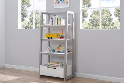 Delta Children Gateway Ladder Shelf, White/Gray
