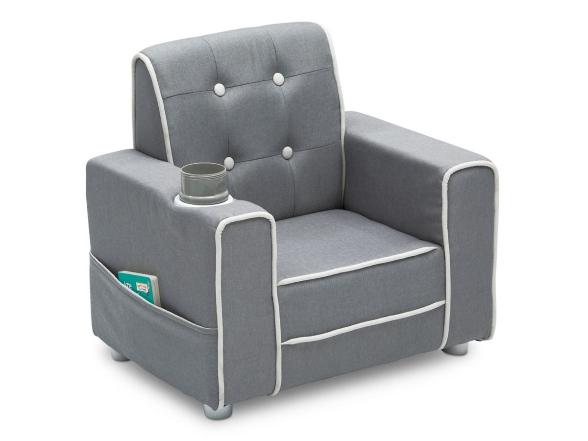 Delta Children Chelsea Kids Upholstered Chair, Soft Gray, large