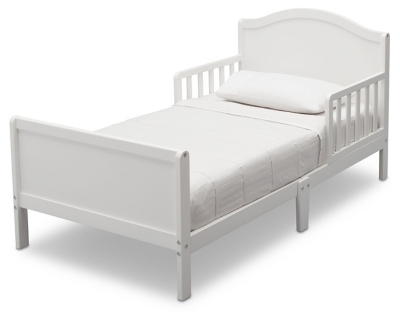 Delta Children Bennett Wood Toddler Bed, White, large