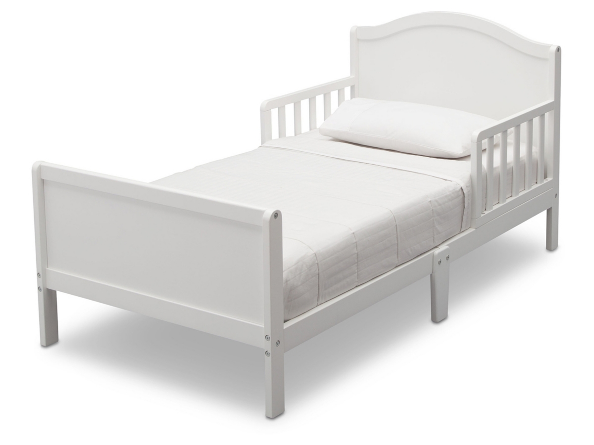 Delta Children Bennett Wood Toddler Bed, White, large