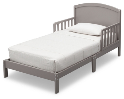 Delta Children Abby Wood Toddler Bed, Gray, large