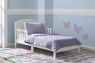 Delta Children Abby Wood Toddler Bed, White, rollover