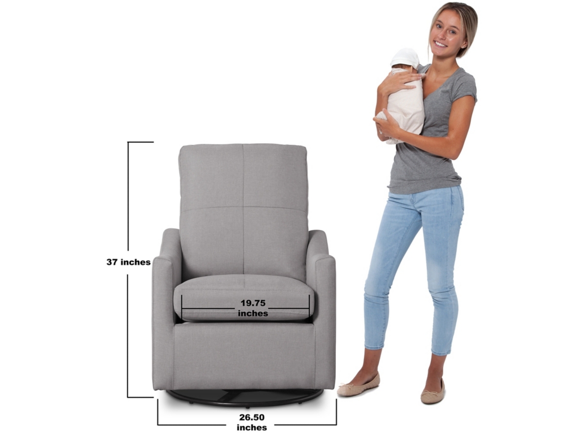 Delta Children Kenwood Slim Nursery Glider Swivel Rocker Chair, French Gray, large