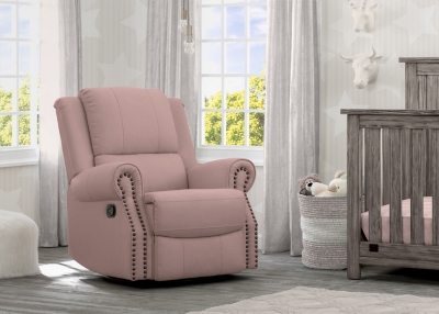 Delta Children Dexter Nursery Recliner Swivel Glider Chair, Blush Pink, large