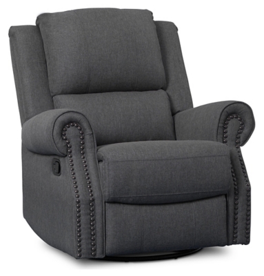 Delta Children Dexter Nursery Recliner Swivel Glider Chair, Charcoal, large