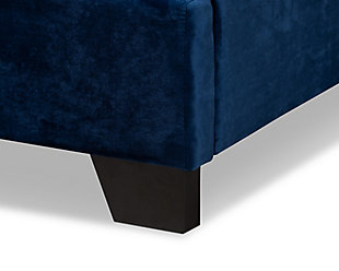 Create the high-glam bedroom of your dreams with this sumptuously upholstered bed. Indulgent blue velvet fabric is enriched with button tufting and chrome-tone nailhead trim for a high-end look that’s so comfortably priced.Made of wood and engineered wood | Velvet polyester upholstery over foam cushioned headboard | Headboard with button tufting and chrome-tone nailhead trim | Assembly required | Assembly required | Foundation/box spring required, sold separately | Mattress available, sold separately