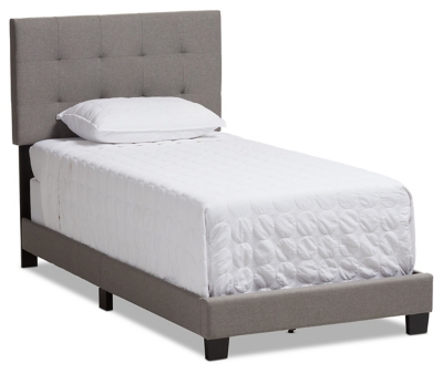 Brookfield Twin Upholstered Bed, Medium Gray, grid