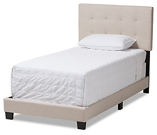 Brookfield Twin Upholstered Bed, Beige, large