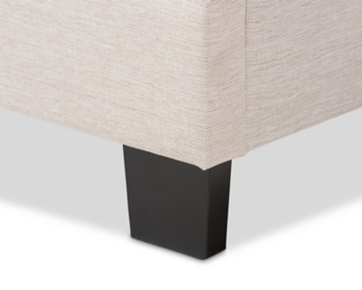 Button Tufted Upholstered Bed, Beige, large